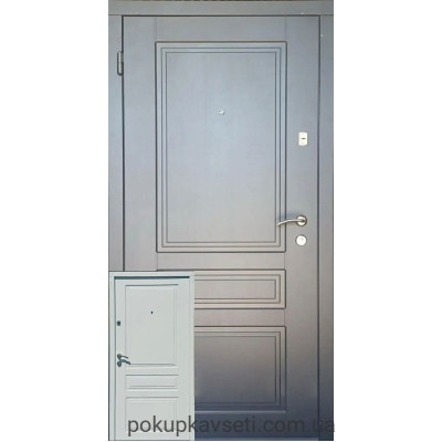 Вхідні двері з мдф накладкою модель Економ плюс колір графіт | білий сатин